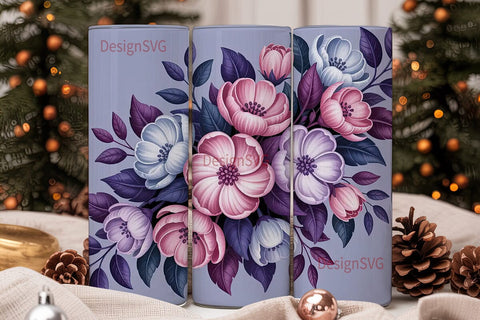 Pastel Floral 20oz Tumbler Wrap Sublimation DesignSVG 