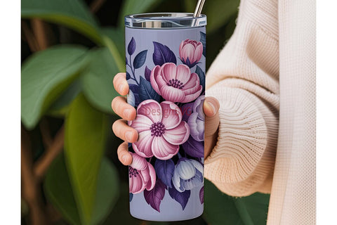 Pastel Floral 20oz Tumbler Wrap Sublimation DesignSVG 