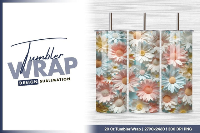 Pastel Floral Background Tumbler Png Delicate Flowers Sublimation Regulrcrative 