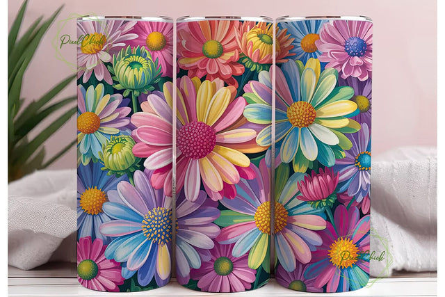 Pastel Floral Bliss 20oz Tumbler Wrap Sublimation PixelChick 