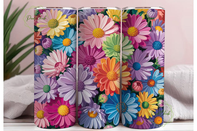 Pastel Floral Bliss 20oz Tumbler Wrap Sublimation PixelChick 