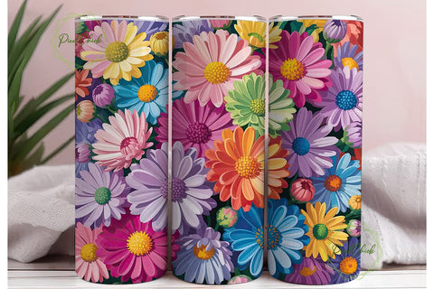Pastel Floral Bliss 20oz Tumbler Wrap Sublimation PixelChick 