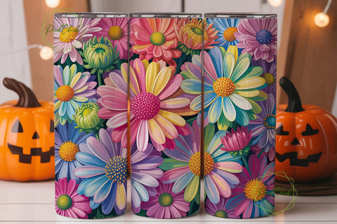 Pastel Floral Bliss 20oz Tumbler Wrap Sublimation PixelChick 