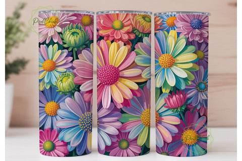 Pastel Floral Bliss 20oz Tumbler Wrap Sublimation PixelChick 