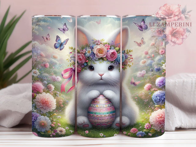 Pastel Floral Bunny 20oz Tumbler, Cute Bunny Easter Design, 20oz Tumbler Sublimation, Pastel PNG Cup Wrap, Holiday Sublimation Wrap, Springtime Bunny Cup Design, Digital Easter Rabbit Sublimation Sublimation Li Zamperini 