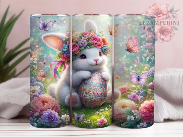 Pastel Floral Bunny 20oz Tumbler, Cute Bunny Easter Design, 20oz Tumbler Sublimation, Pastel PNG Cup Wrap, Holiday Sublimation Wrap, Springtime Bunny Cup Design, Digital Easter Rabbit Sublimation Sublimation Li Zamperini 