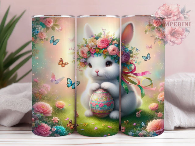 Pastel Floral Bunny 20oz Tumbler, Cute Bunny Easter Design, 20oz Tumbler Sublimation, Pastel PNG Cup Wrap, Holiday Sublimation Wrap, Springtime Bunny Cup Design, Digital Easter Rabbit Sublimation Sublimation Li Zamperini 