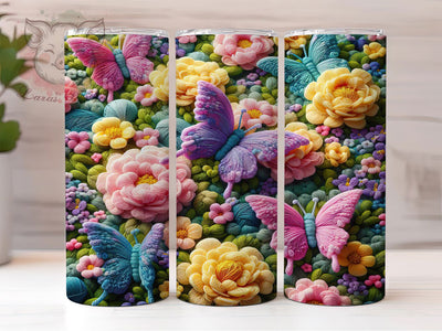 Pastel Floral Butterfly Tumbler, Butterfly Design, Floral Meadow, Pastel Colors, Nature Theme, Elegant Style, 20Oz Tumbler Sublimation Lara' s Designs 