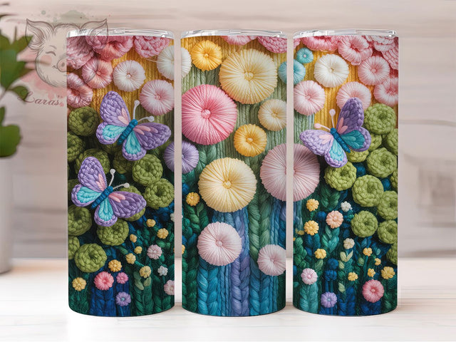 Pastel Floral Butterfly Tumbler, Butterfly Design, Floral Meadow, Pastel Colors, Nature Theme, Elegant Style, 20Oz Tumbler Sublimation Lara' s Designs 