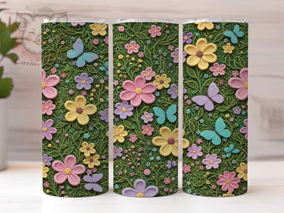 Pastel Floral Butterfly Tumbler, Butterfly Design, Floral Meadow, Pastel Colors, Nature Theme, Elegant Style, 20Oz Tumbler Sublimation Lara' s Designs 