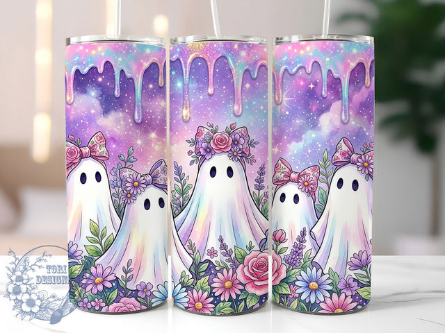 Pastel Floral Ghost 20oz Tumbler, Pastel Ghost, Floral Ghost, Ghost Tumbler, 20oz Tumbler, Pastel Floral, Cute Ghost, Tumbler Wrap Sublimation ToriDesigns 