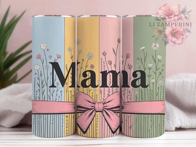Pastel Floral Mama 20oz Tumbler Wrap, Best Mom Ever, Pastel MAMA Design, Motherhood Wrap, Sublimation Wrap, 20oz Tumbler Design, PNG Tumbler Wrap Sublimation Li Zamperini 