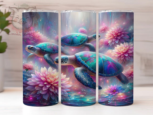 Pastel Floral Sea Turtle Coastal Tumbler, Floral Sea Turtle Wrap, Beach Vibes PNG, 20oz Sublimation Design, Ocean Animal Cup, Cute Turtle Tumbler Wrap, Coastal Summer Tumbler Sublimation Lara' s Designs 