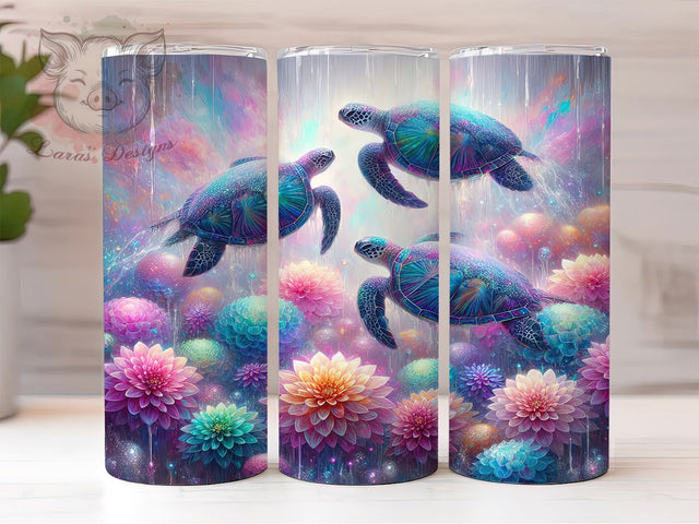 Pastel Floral Sea Turtle Coastal Tumbler, Floral Sea Turtle Wrap, Beach Vibes PNG, 20oz Sublimation Design, Ocean Animal Cup, Cute Turtle Tumbler Wrap, Coastal Summer Tumbler Sublimation Lara' s Designs 