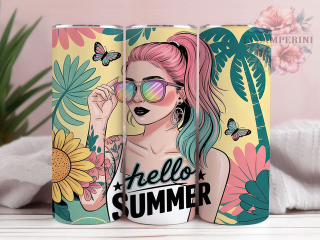 Pastel Floral Summer Tumbler Wrap, Feminine Floral Gift, Soft Color Tumbler, Pretty Summer Theme, Girl Summer Style, Delicate Flower Art, Sweet Summer Gift Sublimation Li Zamperini 