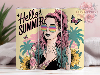 Pastel Floral Summer Tumbler Wrap, Feminine Floral Gift, Soft Color Tumbler, Pretty Summer Theme, Girl Summer Style, Delicate Flower Art, Sweet Summer Gift Sublimation Li Zamperini 
