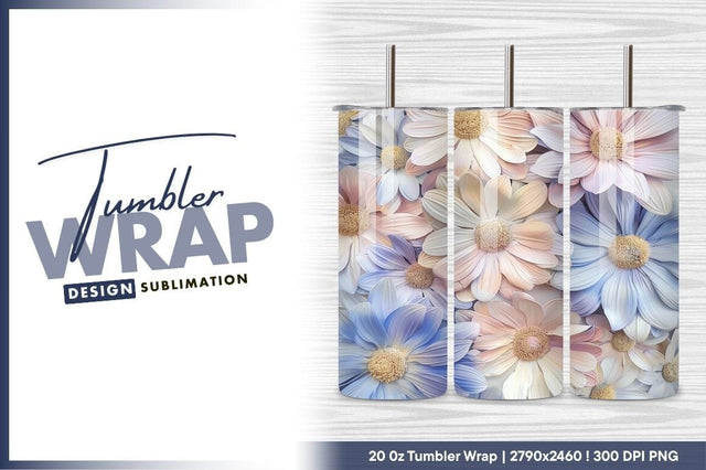 Pastel Flower Background Tumbler Png Design Sublimation Regulrcrative 