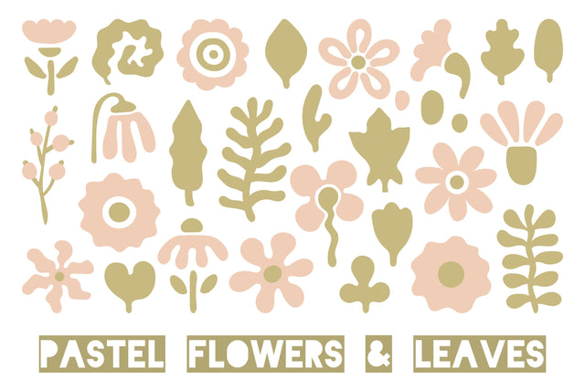 Pastel Flowers & Leaves PNG Clipart Sublimation Rin Green 