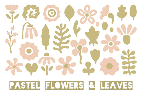 Pastel Flowers & Leaves PNG Clipart Sublimation Rin Green 