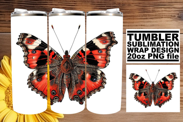 Pastel Flutter: Butterfly Sublimation Wrap - 20oz Tumbler Sublimation afrosvg 
