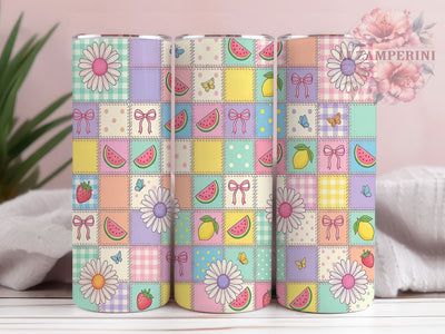 Pastel Garden Quilt 20oz Tumbler, Pastel Garden Quilt, 20oz Tumbler Wrap, Sublimation Design, Cute Quilt PNG, Pastel Garden Tumbler Wrap, Floral Quilt Tumbler Design, Digital Download Sublimation Li Zamperini 