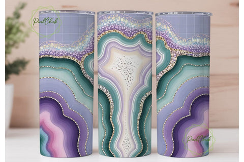 Pastel Geode Agate Tumbler Wrap PNG Sublimation PixelChick 