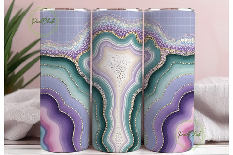 Pastel Geode Agate Tumbler Wrap PNG Sublimation PixelChick 
