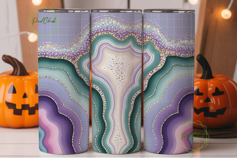 Pastel Geode Agate Tumbler Wrap PNG Sublimation PixelChick 