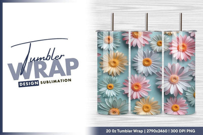 Pastel Gerbera Daisy Floral Pattern Tumbler Png Sublimation Regulrcrative 