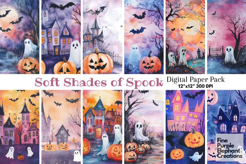 Pastel Ghost Digital Paper | Halloween Sublimation Digital Pattern Fine Purple Elephant Creations 