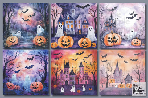 Pastel Ghost Digital Paper | Halloween Sublimation Digital Pattern Fine Purple Elephant Creations 