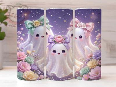 Pastel Ghost Floral 20oz Tumbler, Ghost Floral, Pastel Halloween, 20oz Wrap, Cute Spooky, Whimsical Style, Sublimation Tumbler, Festive Pattern Sublimation Lara' s Designs 