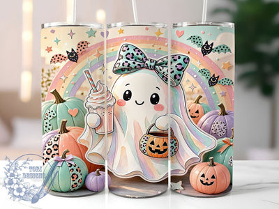 Pastel Ghost Halloween 20oz Tumbler, Ghost Motif, Pastel Design, Halloween Theme, Whimsical Style, Playful Charm, 20oz Wrap, Sublimation Tumbler Sublimation ToriDesigns 