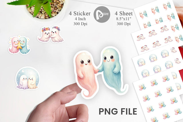 Pastel Ghost Twins Sticker Sublimation artnoy 