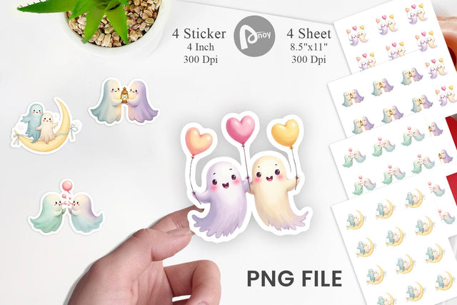 Pastel Ghost Twins Sticker Sublimation artnoy 