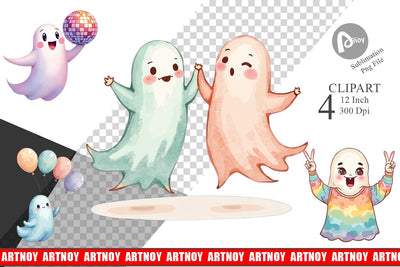 Pastel Ghost Vibes Clipart Sublimation artnoy 