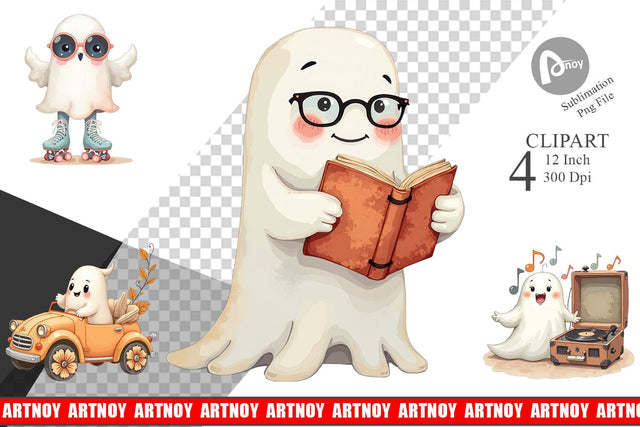 Pastel Ghost Vibes Clipart Sublimation artnoy 