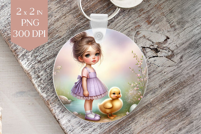 Pastel Girl with Duckling Sublimation PNG Sublimation BijouBay 