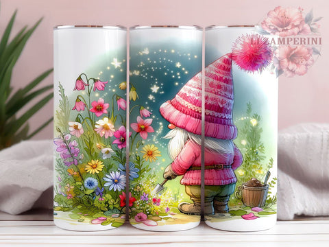 Pastel Gnome 20oz Tumbler Wrap PNG, Floral Gnome Tumbler Png, Straight & Tapered Tumbler Wrap, Instant Digital Download Sublimation Li Zamperini 