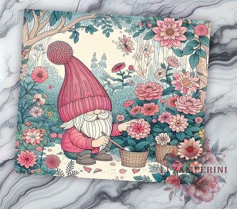 Pastel Gnome 20oz Tumbler Wrap PNG, Floral Gnome Tumbler Png, Straight & Tapered Tumbler Wrap, Instant Digital Download Sublimation Li Zamperini 