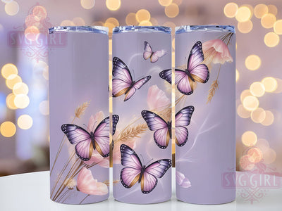Pastel Gold Butterfly Tumbler, Gold Accent Wrap, Elegant Butterfly Cup, 20oz Sublimation Wrap, Stylish Pastel Design Tumbler, Artistic Gold Butterfly Cup, Whimsical Purple Theme Wrap Sublimation SvggirlplusArt 