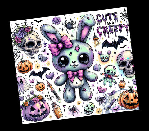 Pastel Goth 20oz Skinny Tumbler PNG, Cute And Creepy Tumbler Sublimation Wrap, Straight & Tapered Tumbler Wrap, Instant Digital Download Sublimation ToriDesigns 