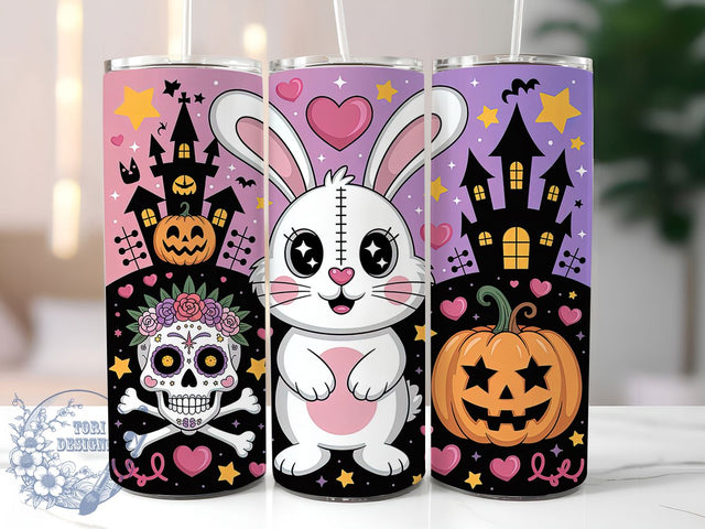 Pastel Goth Bunny Cute Halloween Tumbler, Cute Spooky Wrap, Halloween Bunny Cup, Kawaii Goth Design, 20Oz Sublimation Wrap, Gothic Aesthetic Drinkware, Spooky Pastel Tumbler Sublimation ToriDesigns 