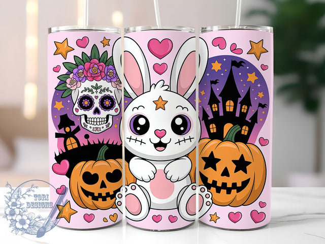 Pastel Goth Bunny Cute Halloween Tumbler, Cute Spooky Wrap, Halloween Bunny Cup, Kawaii Goth Design, 20Oz Sublimation Wrap, Gothic Aesthetic Drinkware, Spooky Pastel Tumbler Sublimation ToriDesigns 