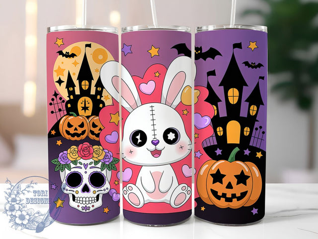 Pastel Goth Bunny Cute Halloween Tumbler, Cute Spooky Wrap, Halloween Bunny Cup, Kawaii Goth Design, 20Oz Sublimation Wrap, Gothic Aesthetic Drinkware, Spooky Pastel Tumbler Sublimation ToriDesigns 