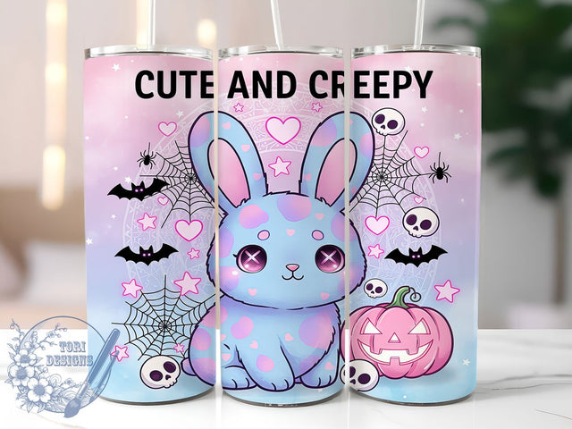 Pastel Goth Creepy Cute Bunny Tumbler, Cute Spooky Wrap, Creepy Bunny Cup, Kawaii Goth Design, 20Oz Sublimation Wrap, Gothic Aesthetic Drinkware, Cute And Creepy Tumbler Sublimation ToriDesigns 