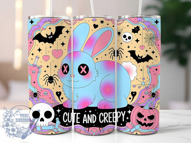 Pastel Goth Creepy Cute Bunny Tumbler, Cute Spooky Wrap, Creepy Bunny Cup, Kawaii Goth Design, 20Oz Sublimation Wrap, Gothic Aesthetic Drinkware, Cute And Creepy Tumbler Sublimation ToriDesigns 