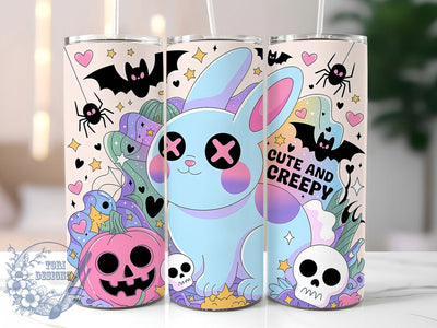 Pastel Goth Creepy Cute Bunny Tumbler, Cute Spooky Wrap, Creepy Bunny Cup, Kawaii Goth Design, 20Oz Sublimation Wrap, Gothic Aesthetic Drinkware, Cute And Creepy Tumbler Sublimation ToriDesigns 