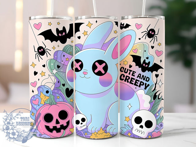 Pastel Goth Creepy Cute Bunny Tumbler, Cute Spooky Wrap, Creepy Bunny Cup, Kawaii Goth Design, 20Oz Sublimation Wrap, Gothic Aesthetic Drinkware, Cute And Creepy Tumbler Sublimation ToriDesigns 