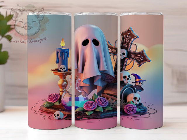 Pastel Goth Cute Skull Tumbler, Skull Halloween Wrap, 20Oz Skinny Tumbler, Cute Spooky Sublimation, Aesthetic Goth Design, Pastel Skull Tumbler, Kawaii Creepy Wrap Sublimation Lara' s Designs 